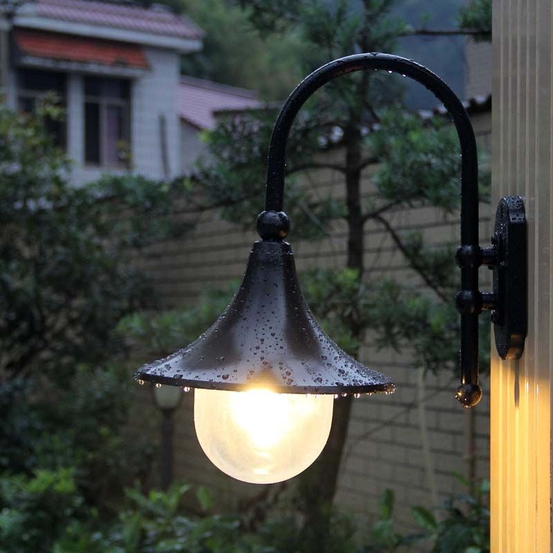 Lighting Metal Wall Decor - Europejska Klasyczna Metalowa Szklana Wodoodporna Lampa