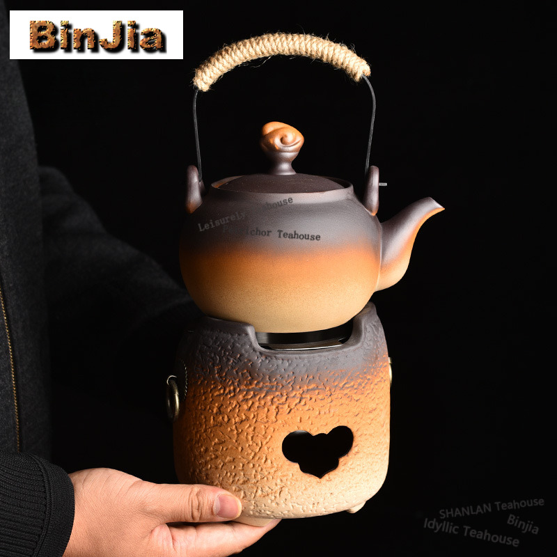 Candle Holder Set - Surowa ceramika, czajnik z wysoką rączką,