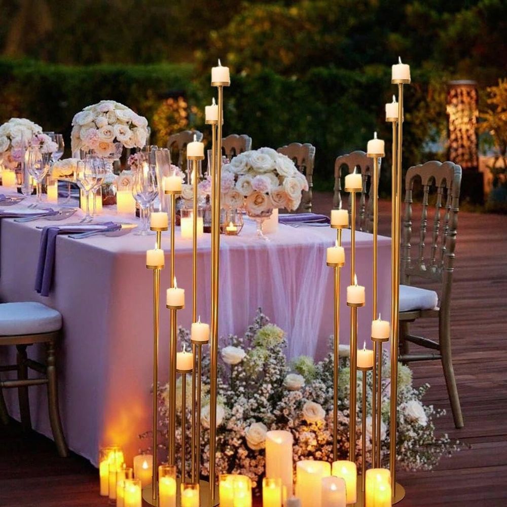 Candle Holder Set - 2 sztuki 9-ramiennych świeczników podłogowych, wysoki