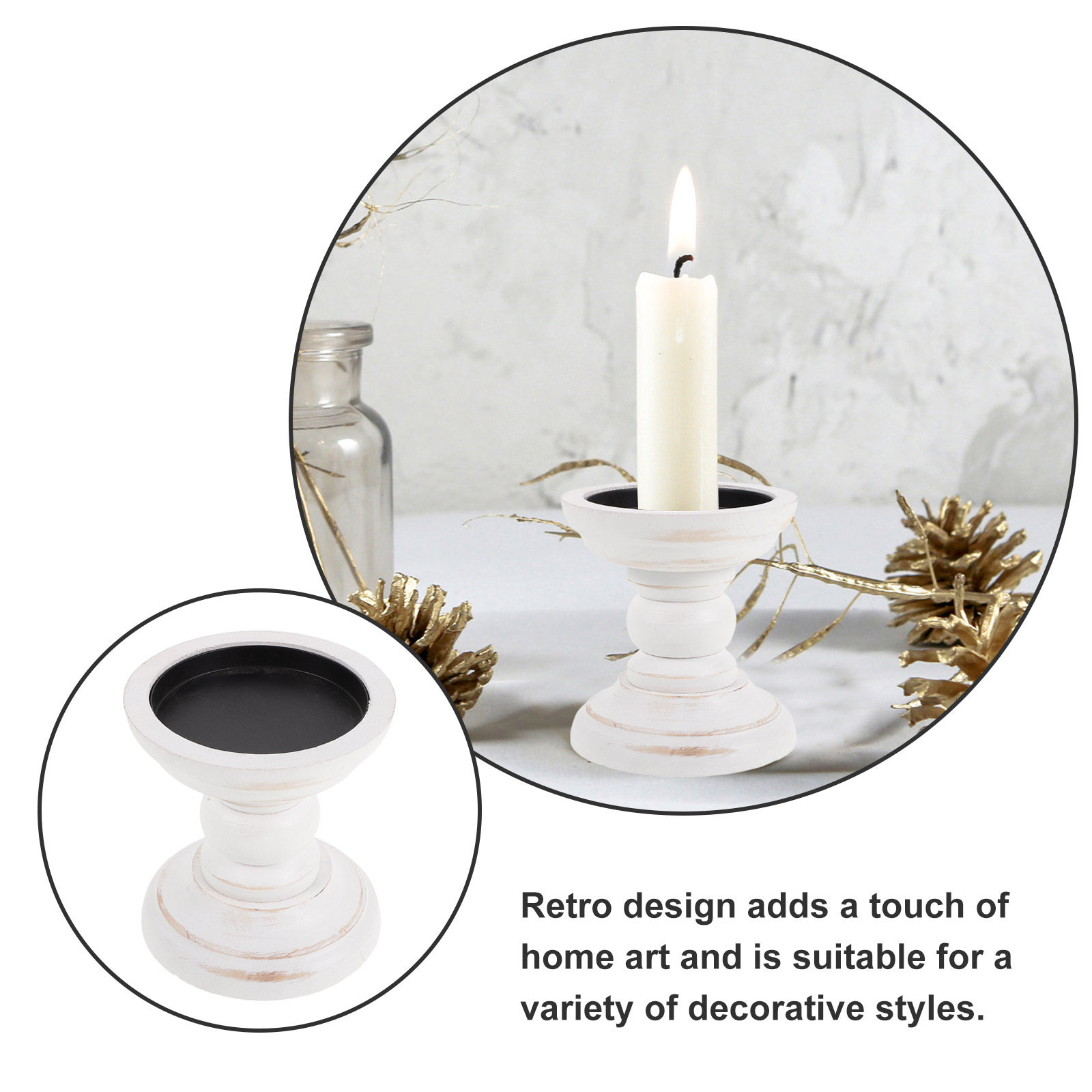 2 szt. Vintage Drewniane Podst – Candle Holder Set recenzja i cena