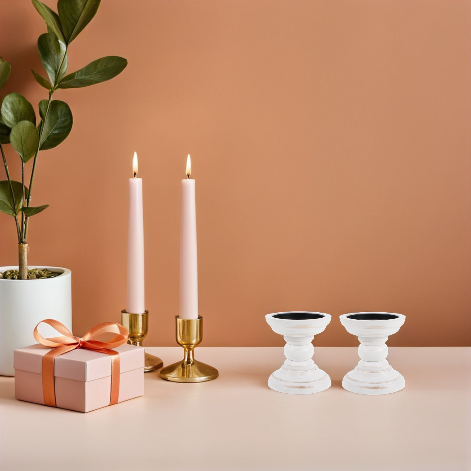 2 szt. Vintage Drewniane Podst – Candle Holder Set recenzja i cena