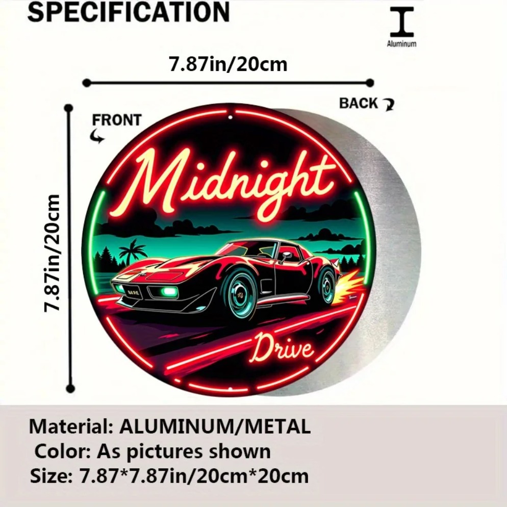 Vintage Neon Car Sign Midnight – Lighting Metal Wall Decor recenzja i cena